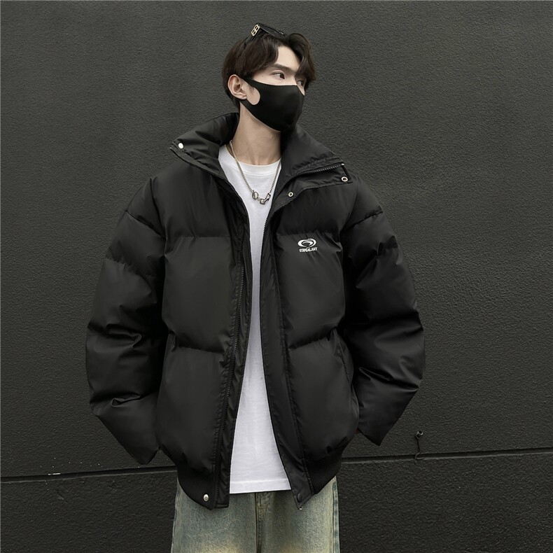 冬装新品 港风PU软皮棉服刺绣logo棉衣休闲加厚外套男 G1103 P128图片