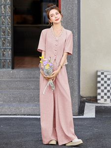 小香风通勤套装女装2025夏季高级感穿搭减龄显瘦阔腿裤休闲两件套图片