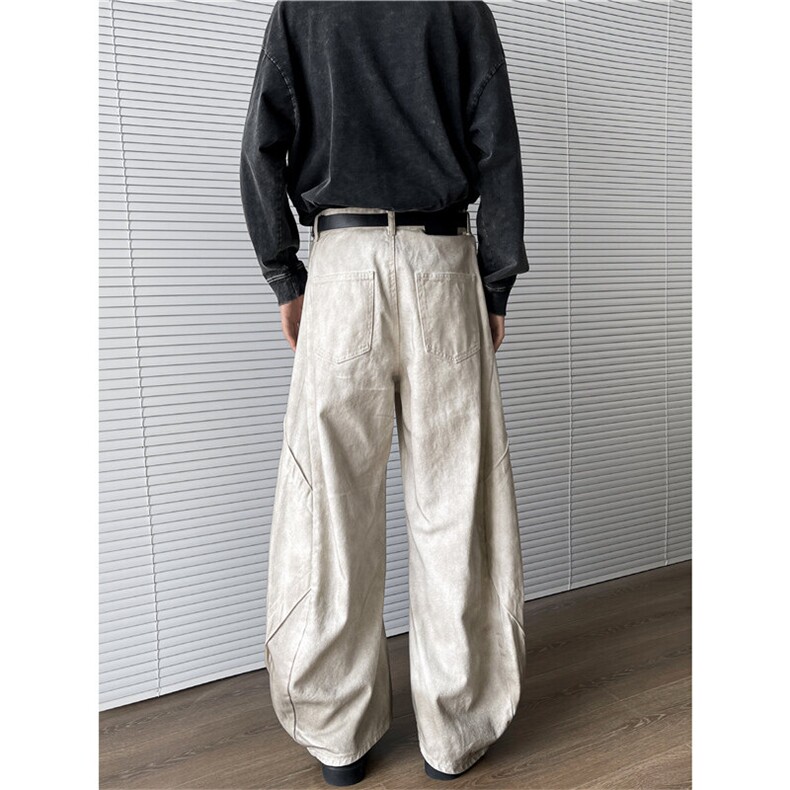 2025新款美式解构做旧脏染阔腿牛仔裤弯刀潮现货K8422-P56,男装牛仔裤,星座512-3