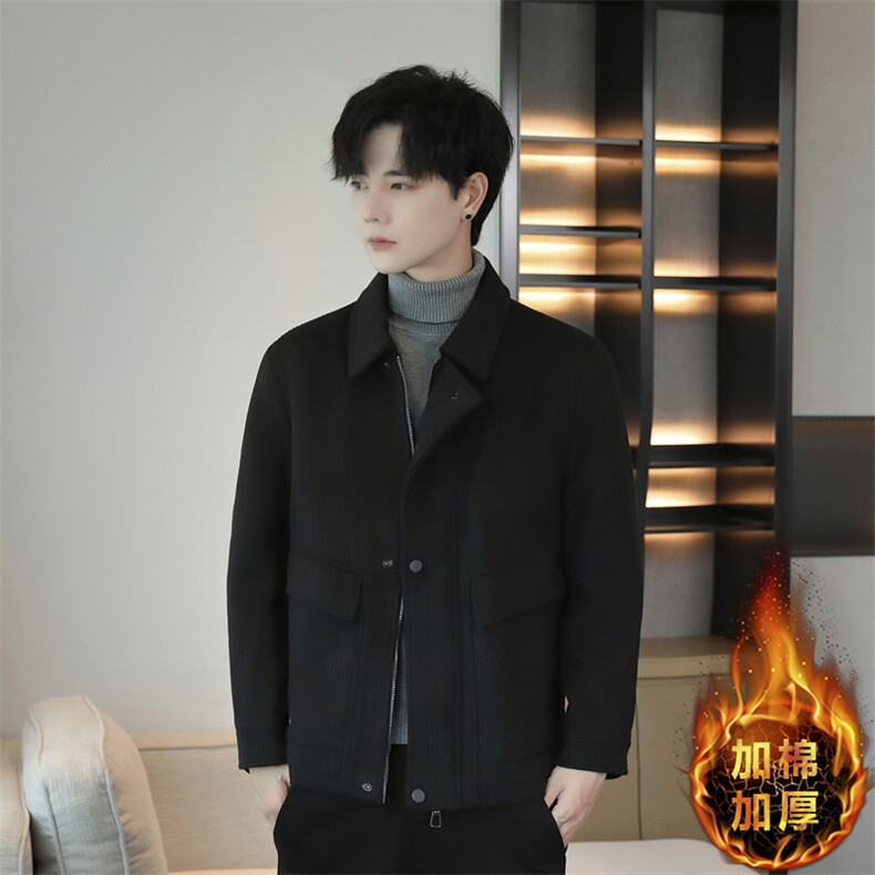 K2417-P150 2025秋冬男士加棉加厚休闲百搭青年夹克外套图片