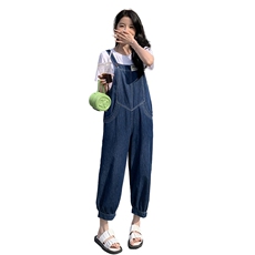 牛仔工装背带裤女小个子2025新款春秋孕妇女装宽松显瘦休闲九分裤，女装套装/套裙，慧尚2-185