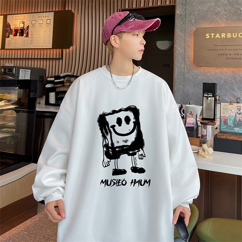 港风得物直播抖音高品质重磅菠萝格圆领宽松男卫衣W2067P40图片