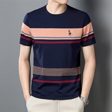 2023新品短袖t恤男士夏季时尚圆领泰文商务休闲保罗男装打底上衣，男装T恤，电商B212（原钱塘6029）