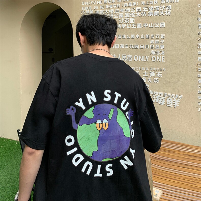 2023港风文艺刺绣T恤男春夏宽松潮流五分袖短袖,男装T恤,星座716-4