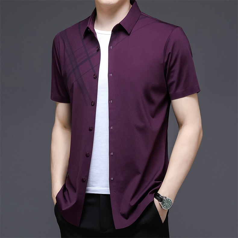 LLDN9996男式2023年夏季新款衬衫男短袖翻领休闲衬衣P65,男装衬衫,电商B360