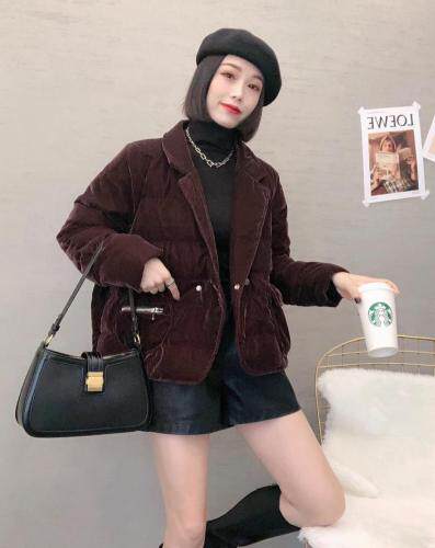 DG831欧版西装领短款西装领丝绒羽绒服,女装西装,L·H·X