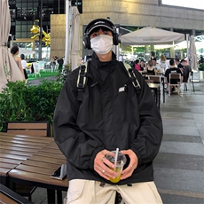 秋季春装新款现货港风拉链冲锋衣男潮流夹克个性外套A113-2P65，男装夹克，电商A113-2
