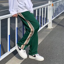 潮牌ins秋冬男女同款卫裤毛圈拼接直筒运动裤K181P32