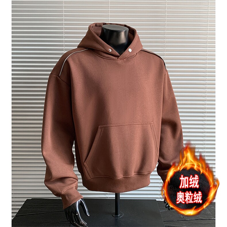 卫衣500克重磅加绒奥粒绒无帽绳拉链连帽硬挺外套男 RH5307JR-P60图片