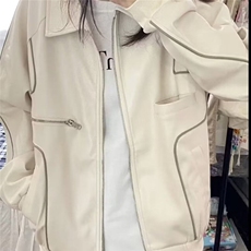 美式复古pu皮衣拉链外套你拿女2025新款春秋韩系hiphop高街棒球服，男装夹克，星座506A