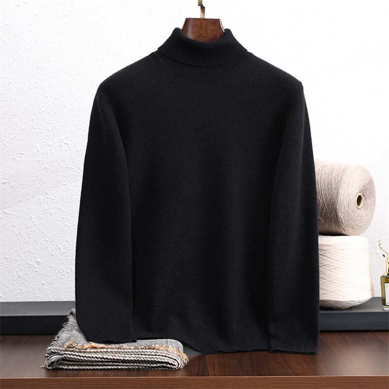 2025秋冬新款男士舒适简约高翻领35%羊绒衫男装，男装羊绒套衫，奥澜羊绒