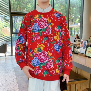 W2情侣大码衬衫领假两件卫衣外套学生班服团队新中式表演出汉服潮图片