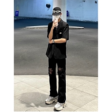 美式高街ins小众破洞牛仔裤货号K751P60，男装牛仔裤，电商A063