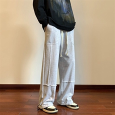 秋季毛边拼接贴袋抽绳卫裤地板景XZ604-KP81-P55控68，男装休闲裤，星座604