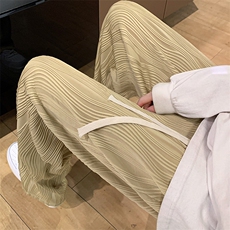 8XL-M特大码冰丝褶皱肌理感裤子男韩版潮流百搭拖地裤K951P48，男装休闲裤，电商D206-1