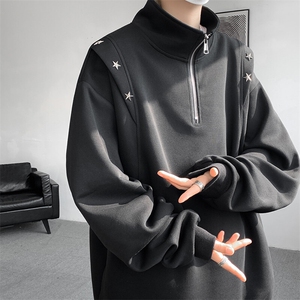 8XL-M星星铆钉半拉链卫衣大码重磅痞帅高街小众立领外套WY5109P58图片