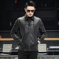 J520男式秋冬新款翻领头层绵羊皮皮衣男夹克P580图片