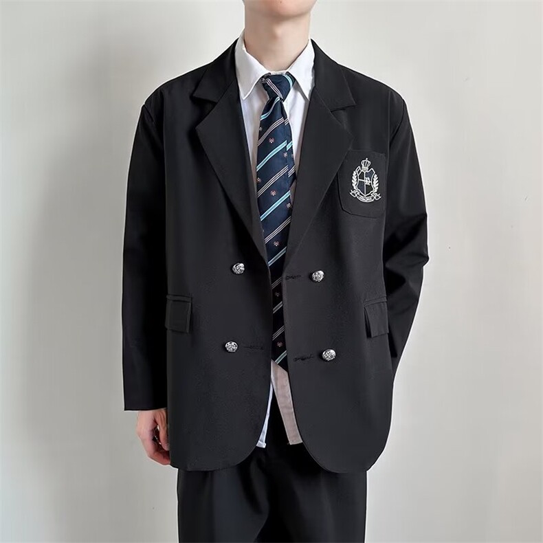 日系学院风dk制服西服套装宽松痞帅春秋季jk学生班服徽章西服外套，男装西服，星座601-1