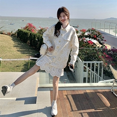 法式镂空外套花边短裙套装女2025春秋季新款设计感减龄ootd两件套，女装套装/套裙，2C201