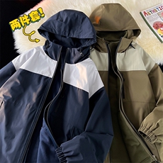 新款港风三合一多口袋宽松时尚港风连帽棉袄外套MY9306P-130，女装短外套，电商A128