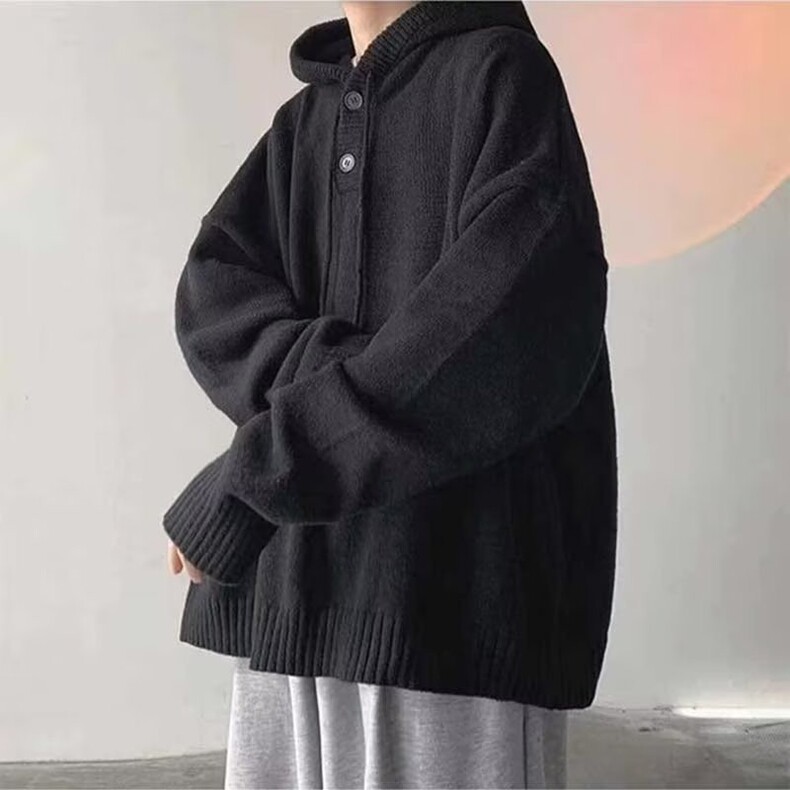慵懒风纽扣连帽毛衣男2025秋冬美式设计感痞帅ins潮流线衣,男装针织衫/毛衣,星座218-8