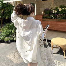 防晒轻薄刺绣衬衫短裤套装女夏小个子两件套绝美俏皮，女装套装/套裙，2C166