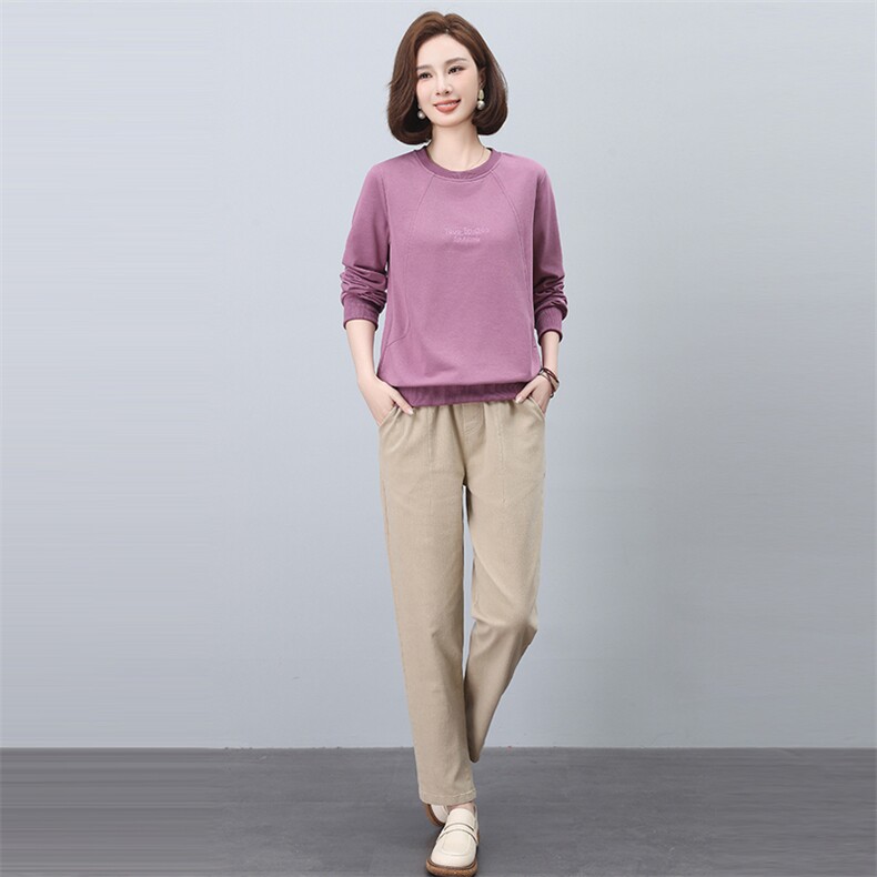 2024春新款时尚休闲套装女宽松显瘦长袖上衣阔腿裤两件套,女装套装/套裙,悦见她