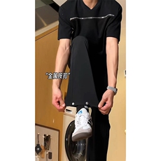 美式高街hiphop冰丝铆钉微喇休闲裤货号K2426P55，男装休闲裤，电商A063