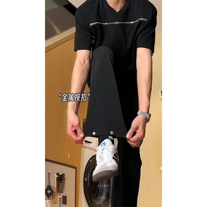 美式高街 hiphop冰丝铆钉微喇休闲裤货号K2426P55图片