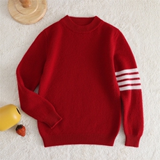 新款百搭加厚平面四道杠，童装儿童羊毛衫，联起羊绒