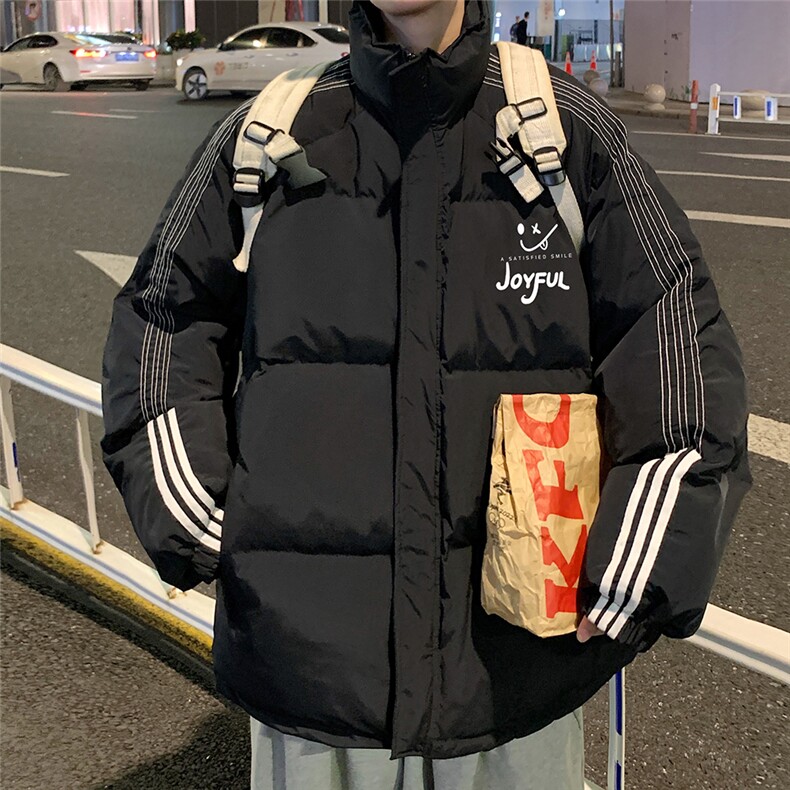 港风 冬季新款织带立领笑脸羽绒服男潮宽松印花 YR6111 P225控268图片
