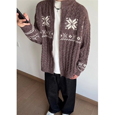 【005】费尔岛菱格提花开衫毛衣男针织拉链外套A079-M651-P76，男装针织衫/毛衣，电商A079