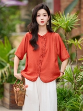 夏季宽松绣花简约大方遮肉洋气短袖透气轻薄凉爽减龄两件套，女装套装/套裙，木橙西子