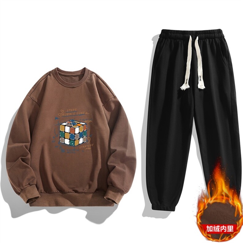 外贸大码2025冬装新款男士青年潮牌印花圆领卫衣套装JR8128-P37,男装卫衣,星座1816-2（原1210–2）