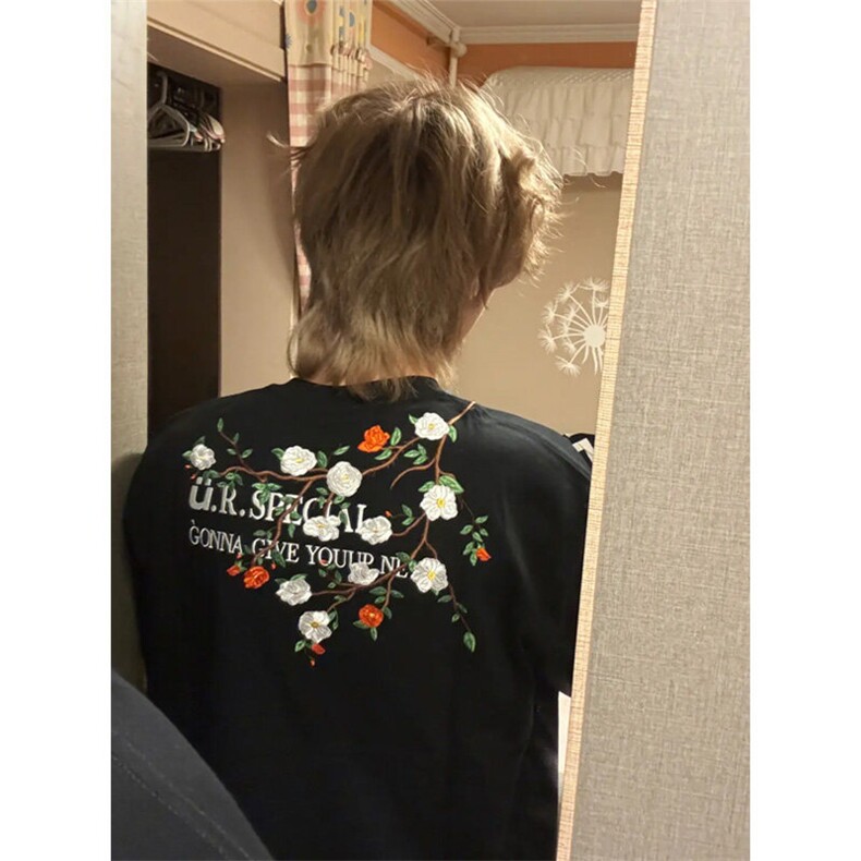 DX88LL-特P38花卉刺绣印花纯棉短袖t恤夏季cleanfit潮牌半袖,男装T恤,星座1007（原301D）