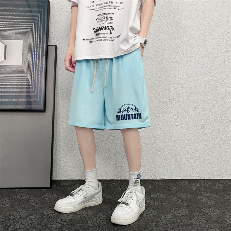 HD74255-P22华夫格短裤男大码宽松五分裤男直筒中裤,男装休闲裤,电商A040
