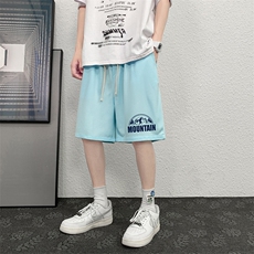 HD74255-P22华夫格短裤男大码宽松五分裤男直筒中裤，男装休闲裤，电商A040