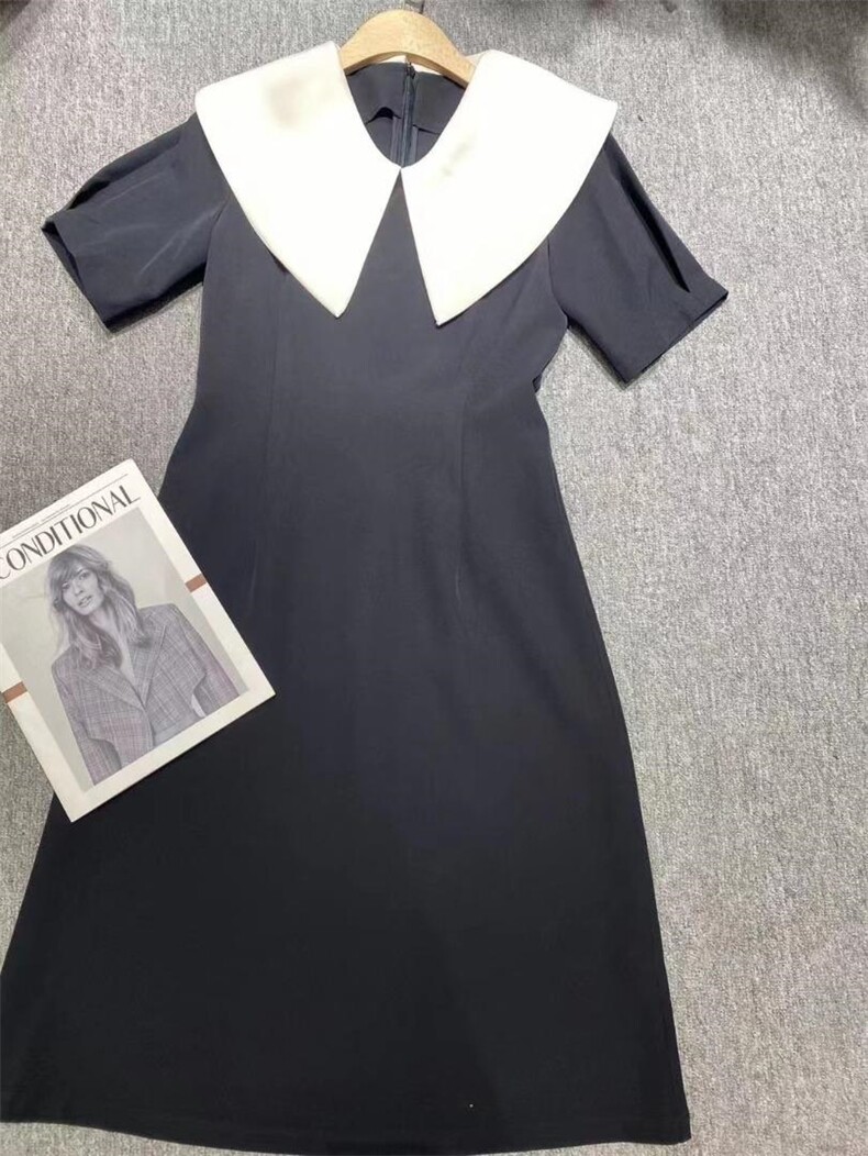 大娃娃领收腰连衣裙，女装连衣裙，哥卓