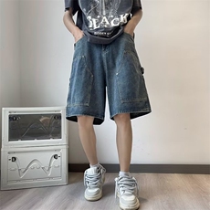 美式牛仔短裤男韩版潮流口袋个性2023夏季新款ins五分裤RK810-P41，男装牛仔裤，星座412-3