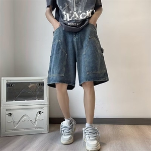 美式牛仔短裤男韩版潮流口袋个性2023夏季新款ins五分裤RK810-P41图片