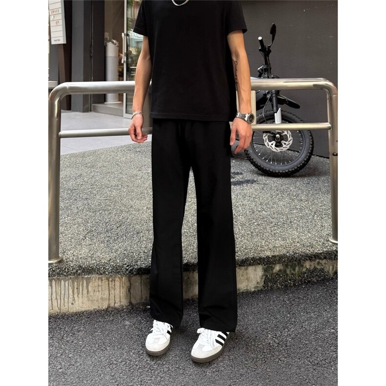 春夏薄款黑色微喇西裤男款美式显瘦cleanfit裤子垂坠高级感直筒裤,男装西裤,星座506A