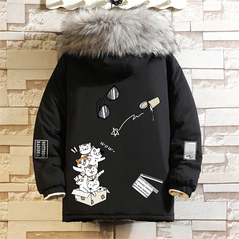 MM48115-P130 冬季大毛领衣男士大码加厚袄男服 砖墙图片