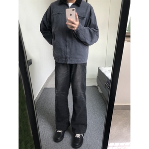 B221美式ins高街暗黑光版修身微喇牛仔裤LK23137-P55控78