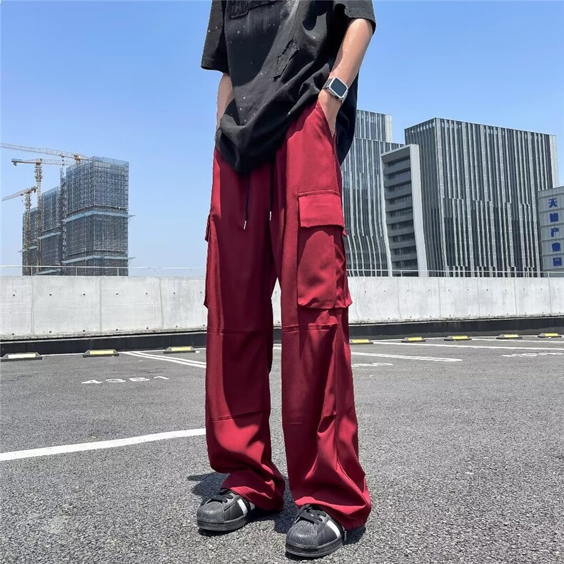 休闲裤男士韩版潮流高街帅百搭口袋2024夏季ins宽松长裤K5485-P37,男装休闲裤,星座412-2