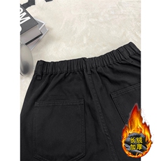 B221美式ins高街斜切宽松加绒洗褪工装牛仔裤LK25602-特P60控108，男装牛仔裤，电商B221