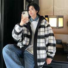 小香风秋装新款拼色男士毛呢港风连帽夹克外套A071-JK108-P125，男装夹克，电商A071