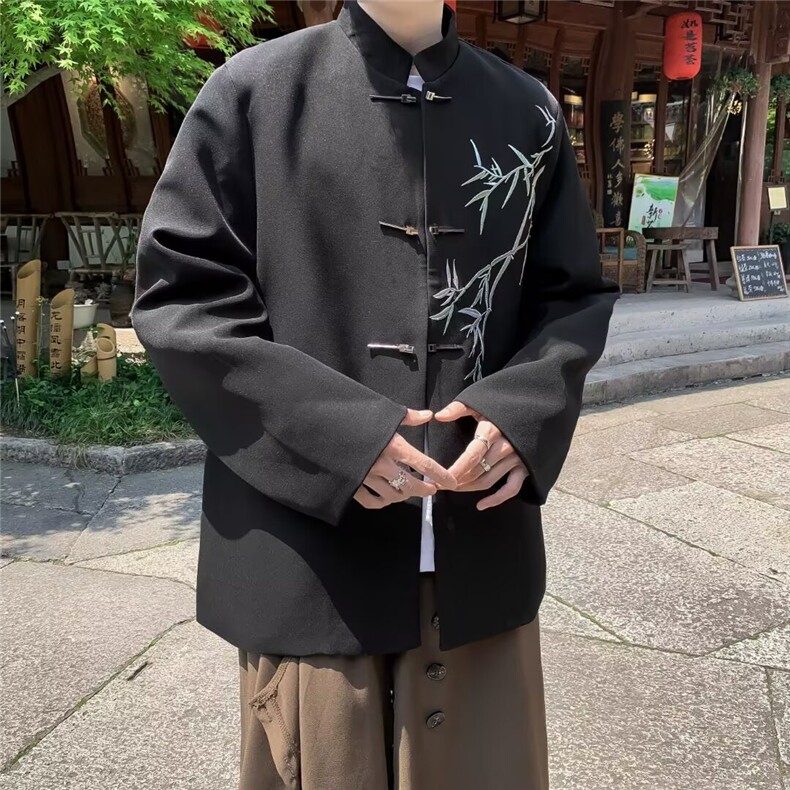 春秋季新中式男外套刺绣西服外套立领中山装XZ212-1-QJK032-P58,男装西服,星座212-1