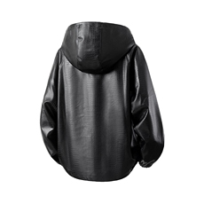立体白底连帽鳄鱼纹PU皮衣大码M-5XL冲锋衣夹克男JK8744P90控128，男装夹克，星座227-7