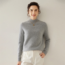 软糯亲肤！冬季半高领羊绒衫女加厚纯色山羊绒宽松毛衣针织打底衫，女装羊绒衫，轩妮羊绒
