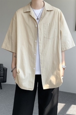 8XL-M亚麻短袖衬衫男夏薄款宽松休闲百搭大码半袖衬衣DC28002P50，男装衬衫，电商B312